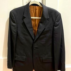 Baroni Dark Gray Square Pattern Suit 38R